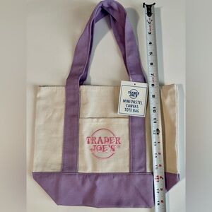 NWT Trader Joe’s Mini Pastel Canvas Tote in Purple